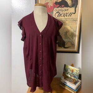 Modcloth Maroon Button-Down Blouse 1X